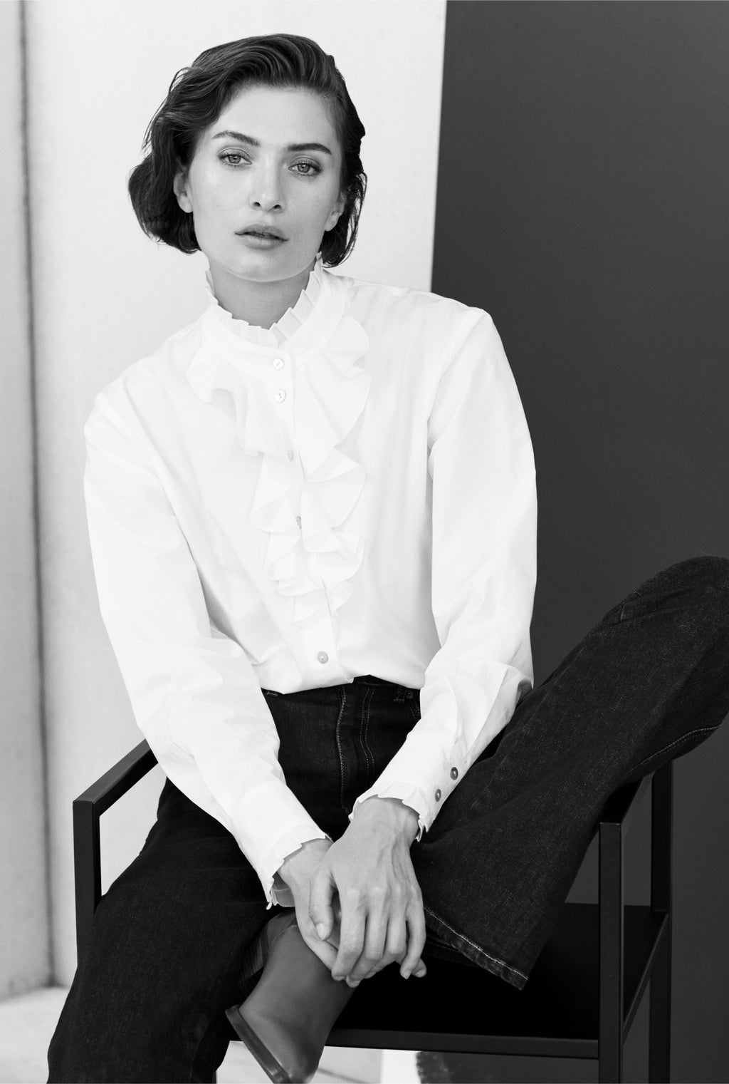 COTTON RUFFLED SHIRT CLAUDETTE
