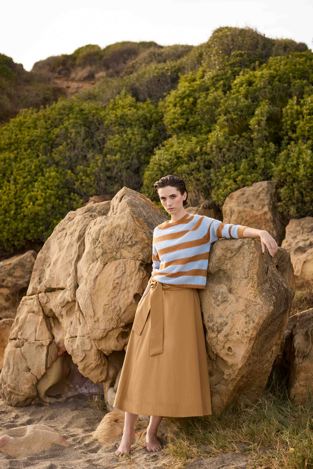 COTTON SKIRT CLEMENTIN - CAMEL - SKIRTS - SCAPA FASHION - SCAPA OFFICIAL