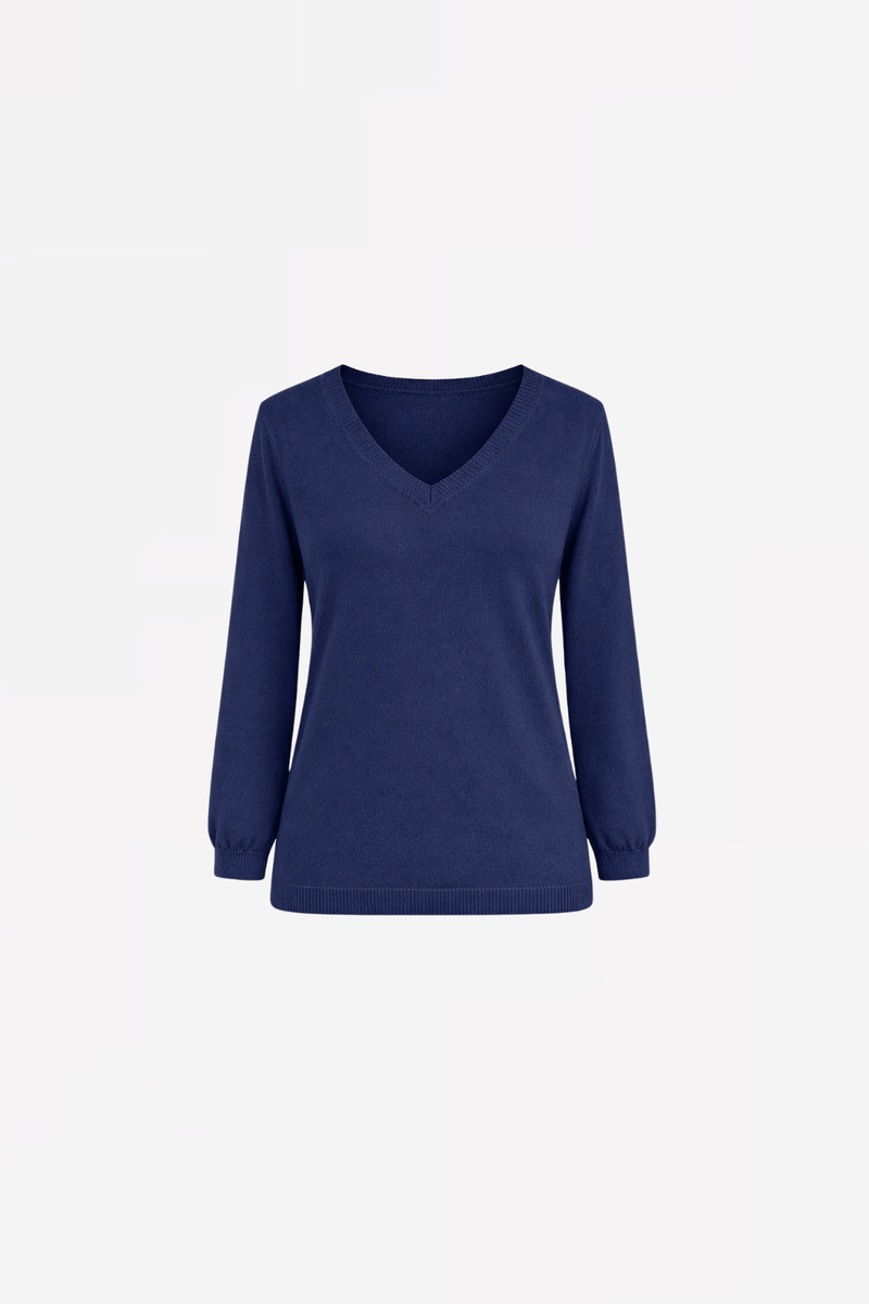 V-NECK PULL CLARICE - WHITE/NAVY/LIGHT BLUE - PULLS - SCAPA FASHION - SCAPA OFFICIAL