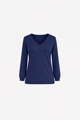 V-NECK PULL CLARICE - WHITE/NAVY/LIGHT BLUE - PULLS - SCAPA FASHION - SCAPA OFFICIAL