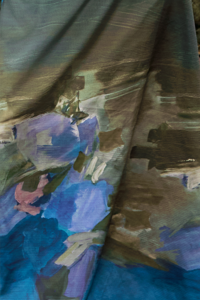 ITALIAN ABSTRACT PRINT MAXI-STYLE SKIRT CESAR -  KHAKI - SKIRTS - SCAPA FASHION - SCAPA OFFICIAL