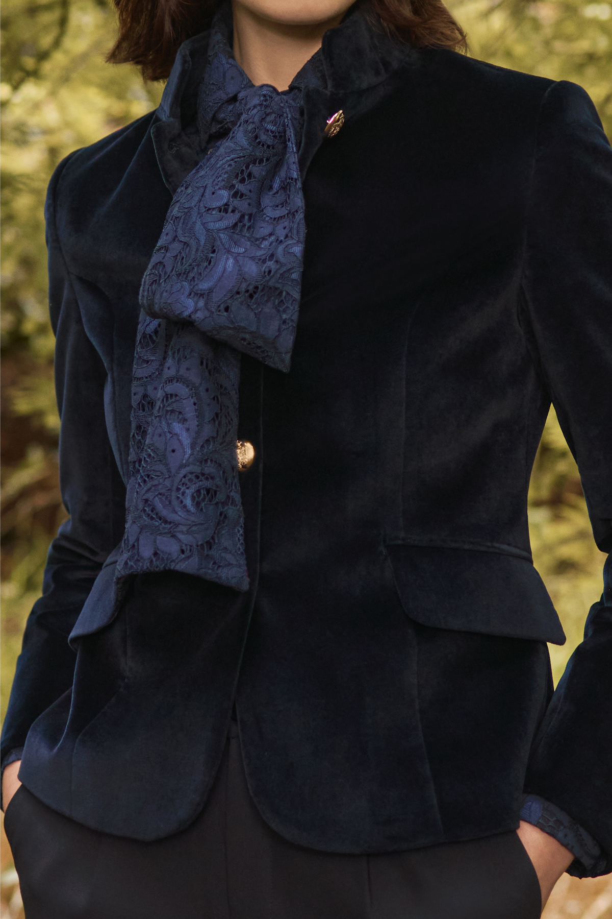 COTTON VELVET JACKET DAKOTA - DARK NAVY - JACKETS - SCAPA FASHION - SCAPA OFFICIAL