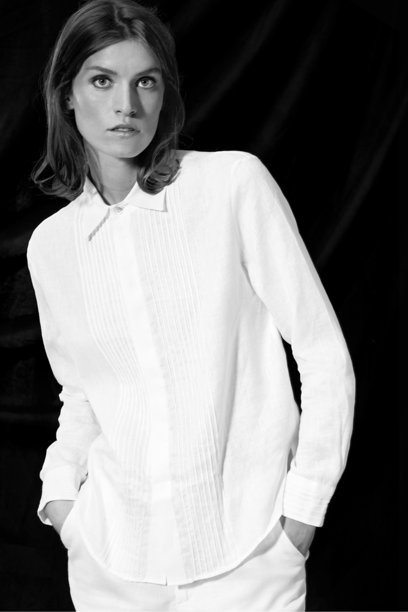 FINE LINEN PLEATED SHIRT FLORENCE - SHIRTS - SCAPA FASHION - SCAPA OFFICIAL