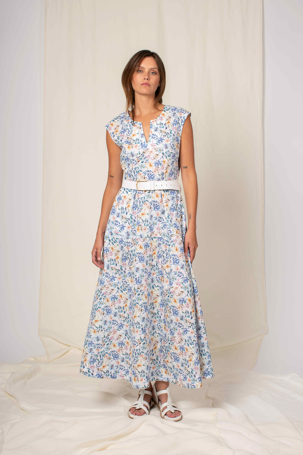 FLORAL MAXI DRESS DEXTER WITH CAP SLEEVES - DRESSES - SCAPA FASHION - SCAPA OFFICIAL