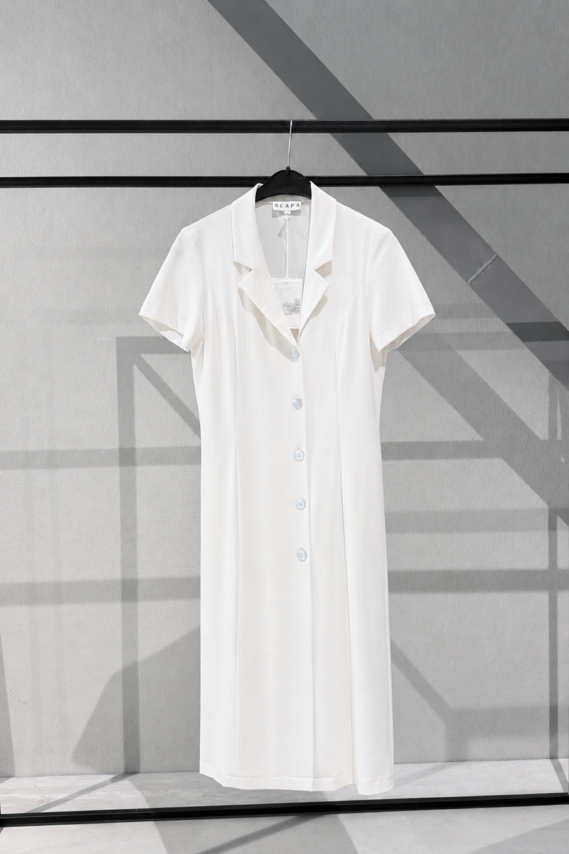 COOL WOOL DRESS NIGELLA - OFF WHITE/NAVY