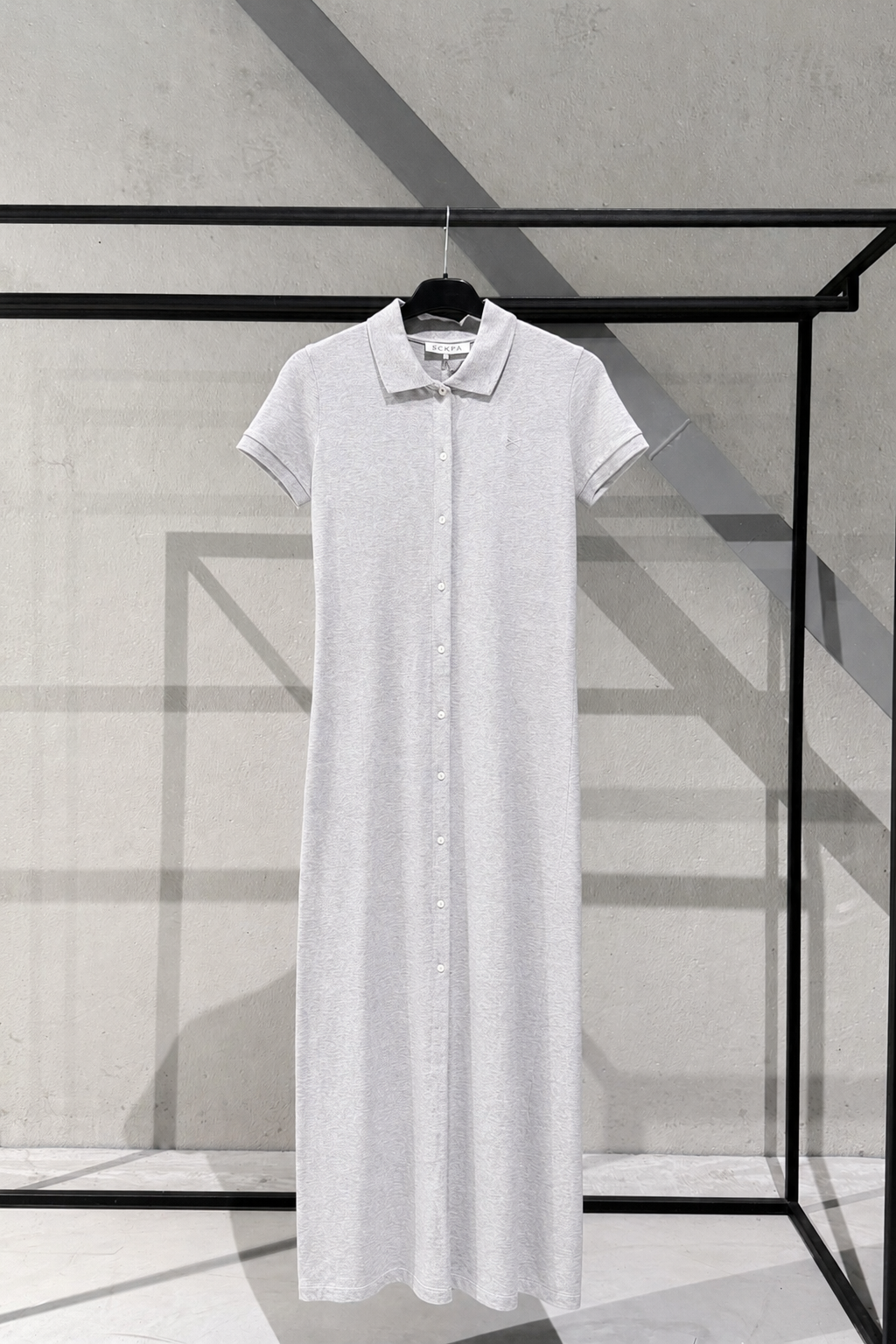 COTTON POLO DRESS HYME - LIGHT GREY/KHAKI/SKY