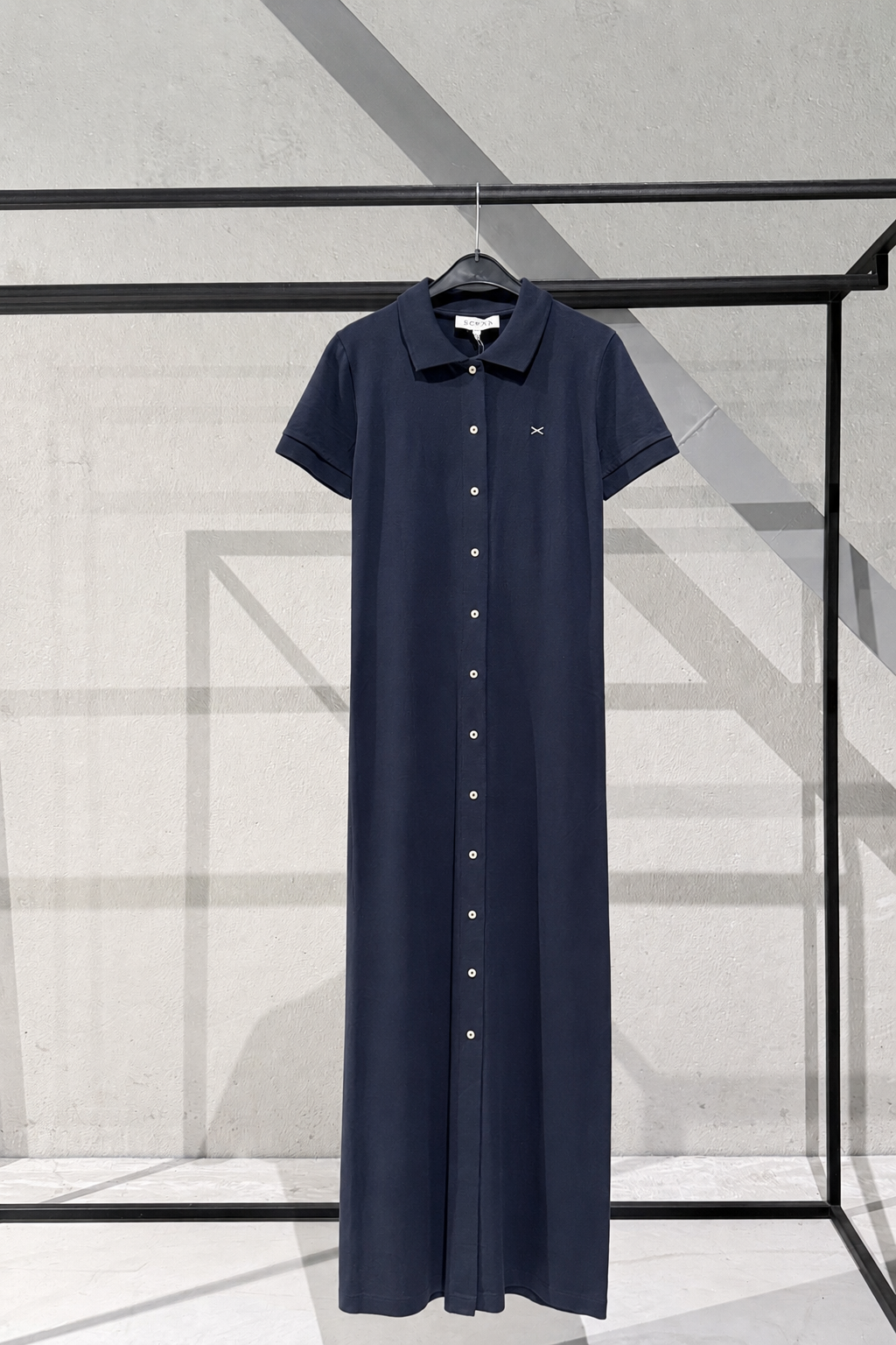 COTTON POLO DRESS HYME - NAVY/GREY/SKY