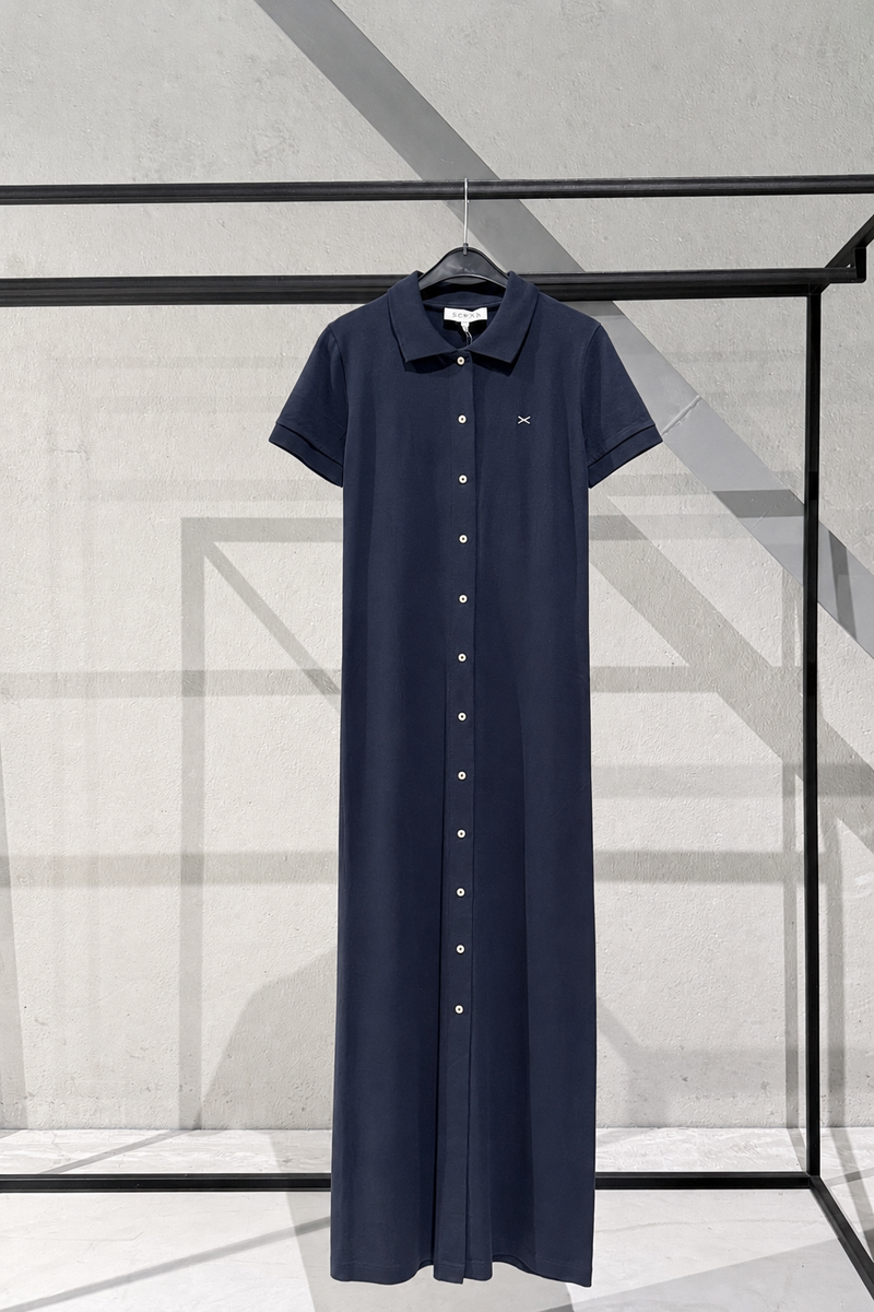 COTTON POLO DRESS HYME - NAVY/GREY/SKY