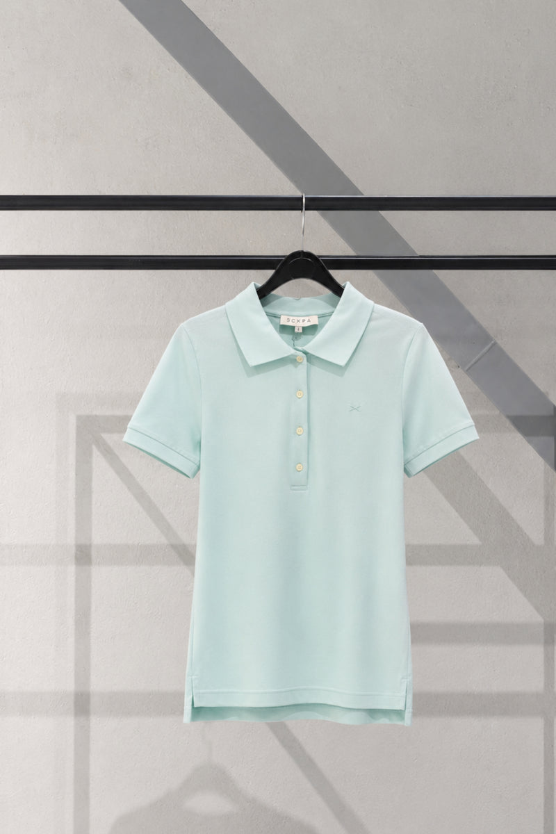 COTTON POLO HALLY- AQUA/VANILLA/KHAKI/RED/DENIM BLUE/LIGTH-GREY