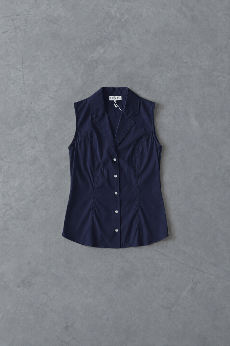 COTTON SHIRT TOP  YAELLE - NAVY/BEIGE/LIGHT BLUE/CHOCOLATE