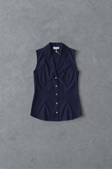 COTTON SHIRT TOP  YAELLE - NAVY/BEIGE/LIGHT BLUE/CHOCOLATE