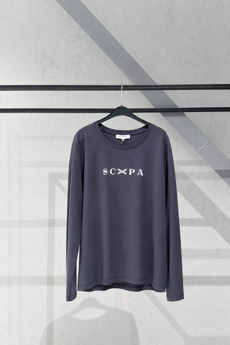 COTTON T-SHIRT TIA_6 - NAVY/OFF WHITE/GREY