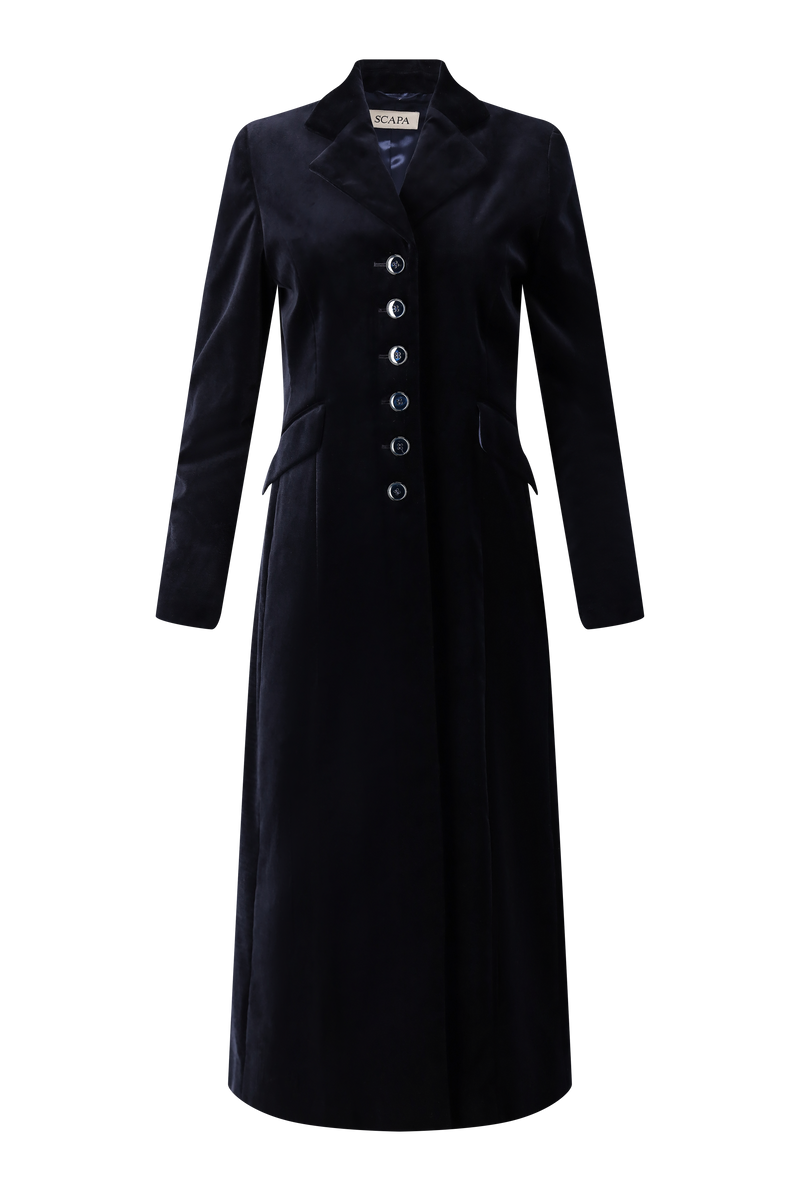 COTTON VELVET SINGLE-BREASTED COAT CHARLOTTE BIS - COATS - SCAPA FASHION - SCAPA OFFICIAL
