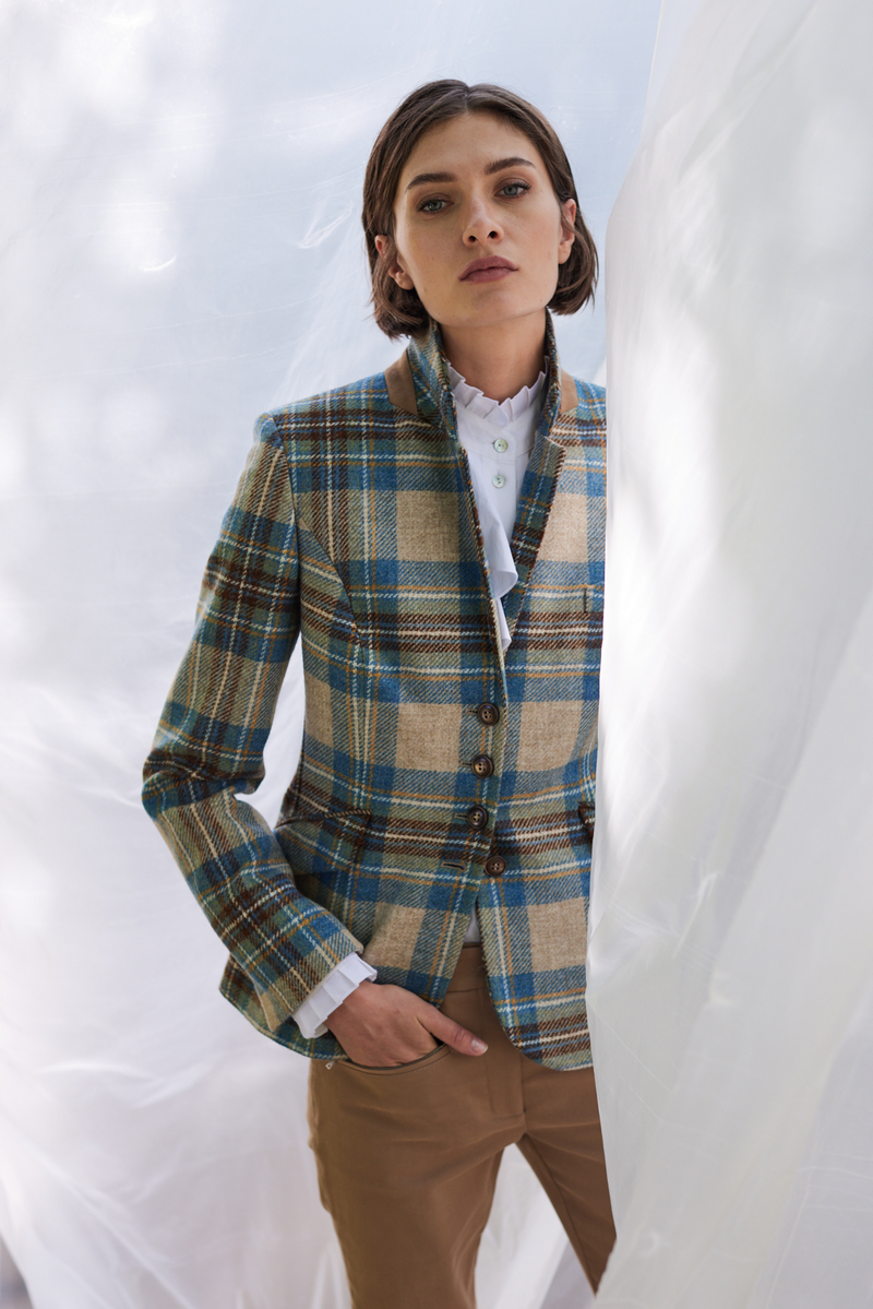 VIRGIN WOOL PLAID JACKET HAYWORTH - JACKETS - SCAPA FASHION - SCAPA OFFICIAL