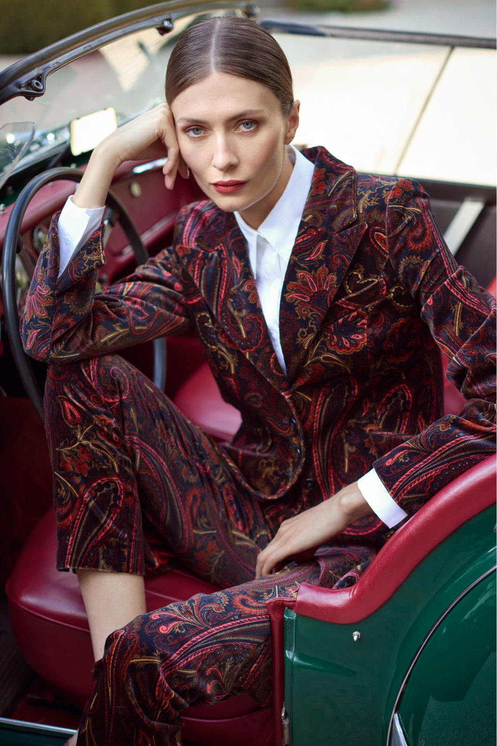 COTTON VELVET PAISLEY TROUSERS CHILTON - TROUSERS - SCAPA FASHION - SCAPA OFFICIAL