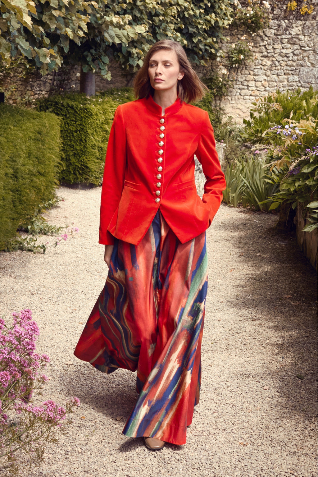 ITALIAN RIPSTOP ABSTRACT PRINT MAXI-STYLE SKIRT CESAR - SKIRTS - SCAPA FASHION - SCAPA OFFICIAL