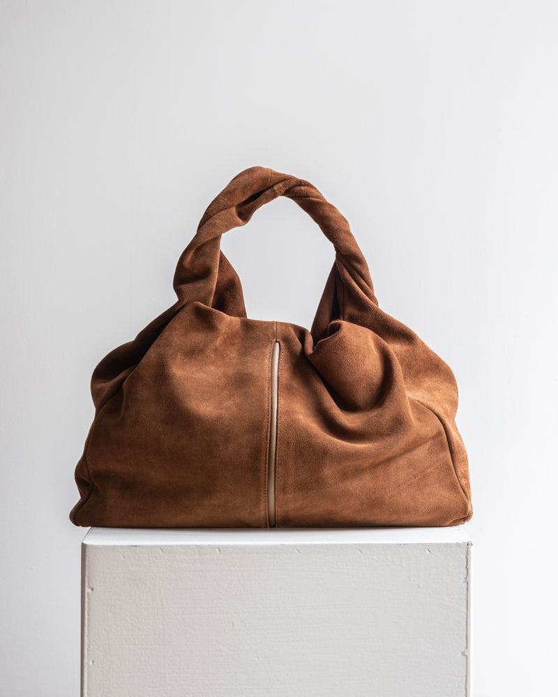 SUEDE HANDBAG WITH TWISTED HANDLE - BAGS - SCAPA FASHION - SCAPA OFFICIAL