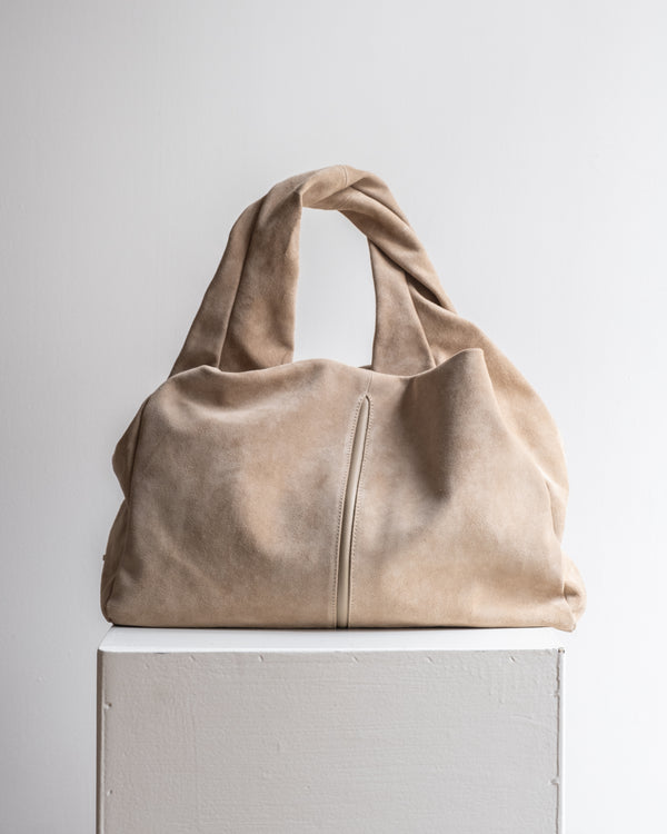 SUEDE HANDBAG WITH TWISTED HANDLE - BAGS - SCAPA FASHION - SCAPA OFFICIAL