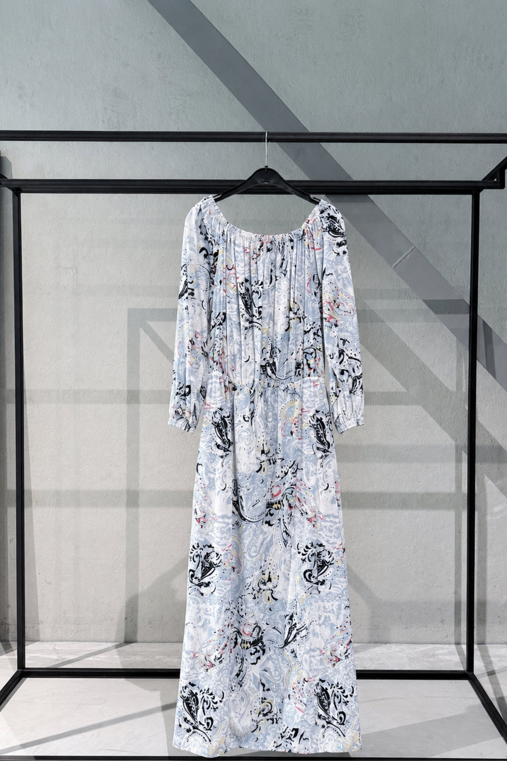 PRINTED DRESS LIZANNE - LIGHT BLUE/LAGOON MIST