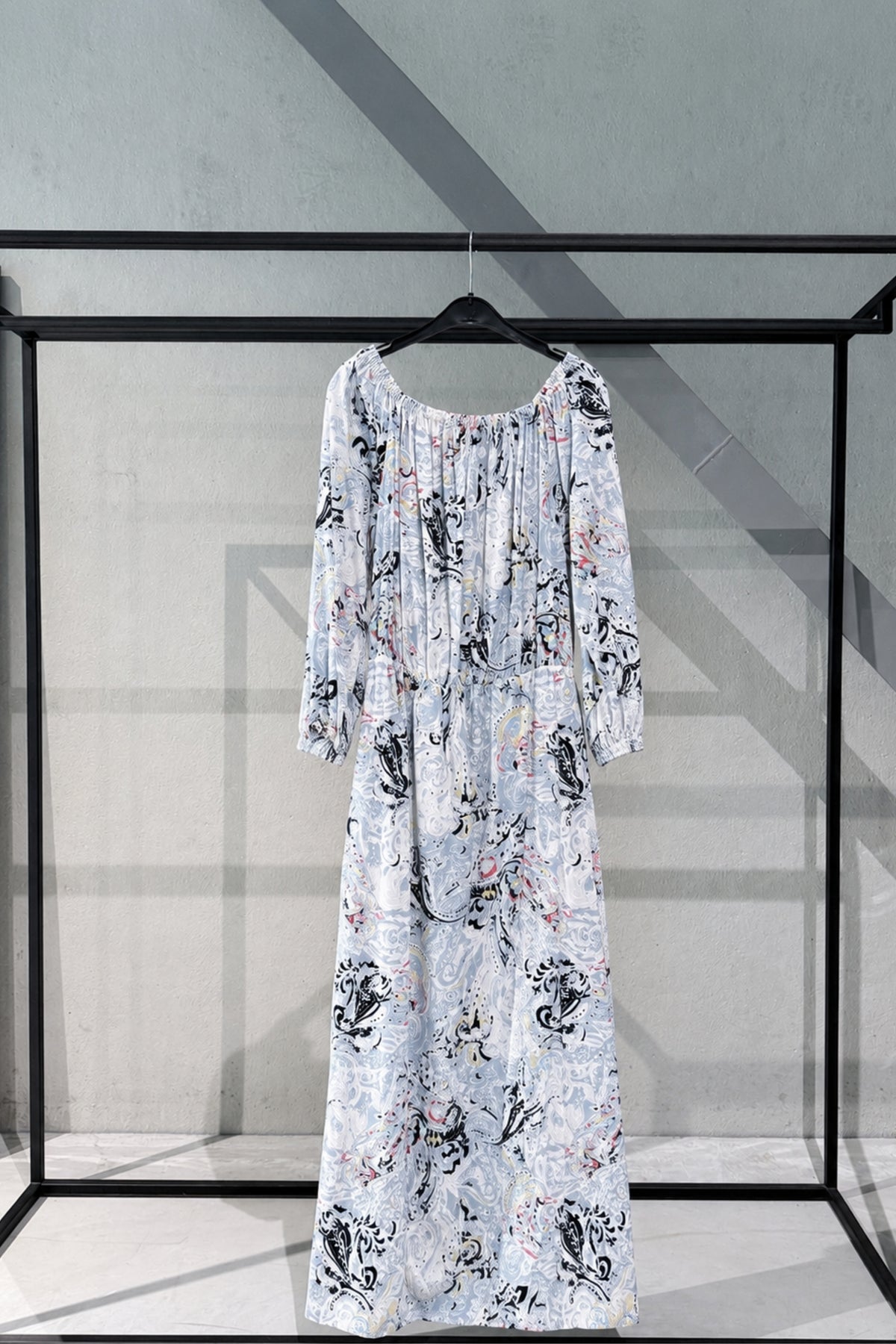 PRINTED DRESS LIZANNE - LIGHT BLUE/LAGOON MIST