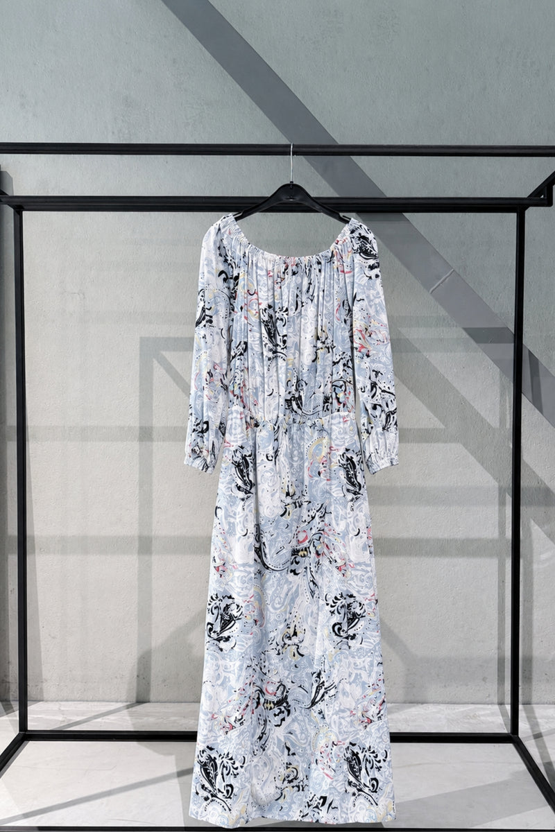PRINTED DRESS LIZANNE - LIGHT BLUE/LAGOON MIST