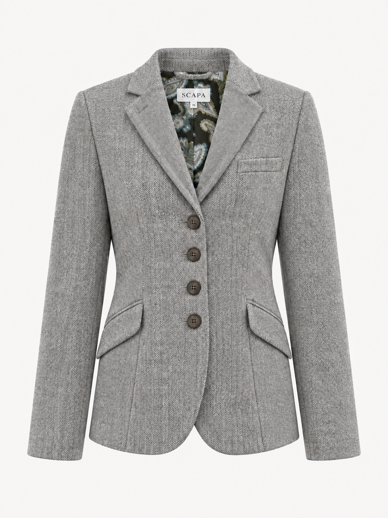 MERINO WOOL JACKET HAYWORTH - HERRINGBONE TAUPE