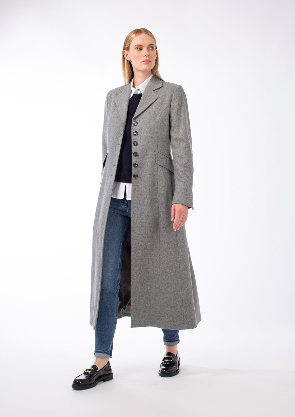 ITALIAN FLANNEL WOOL SINGLE BREASTED COAT CHARLOTTE - COATS - SCAPA FASHION - SCAPA OFFICIAL