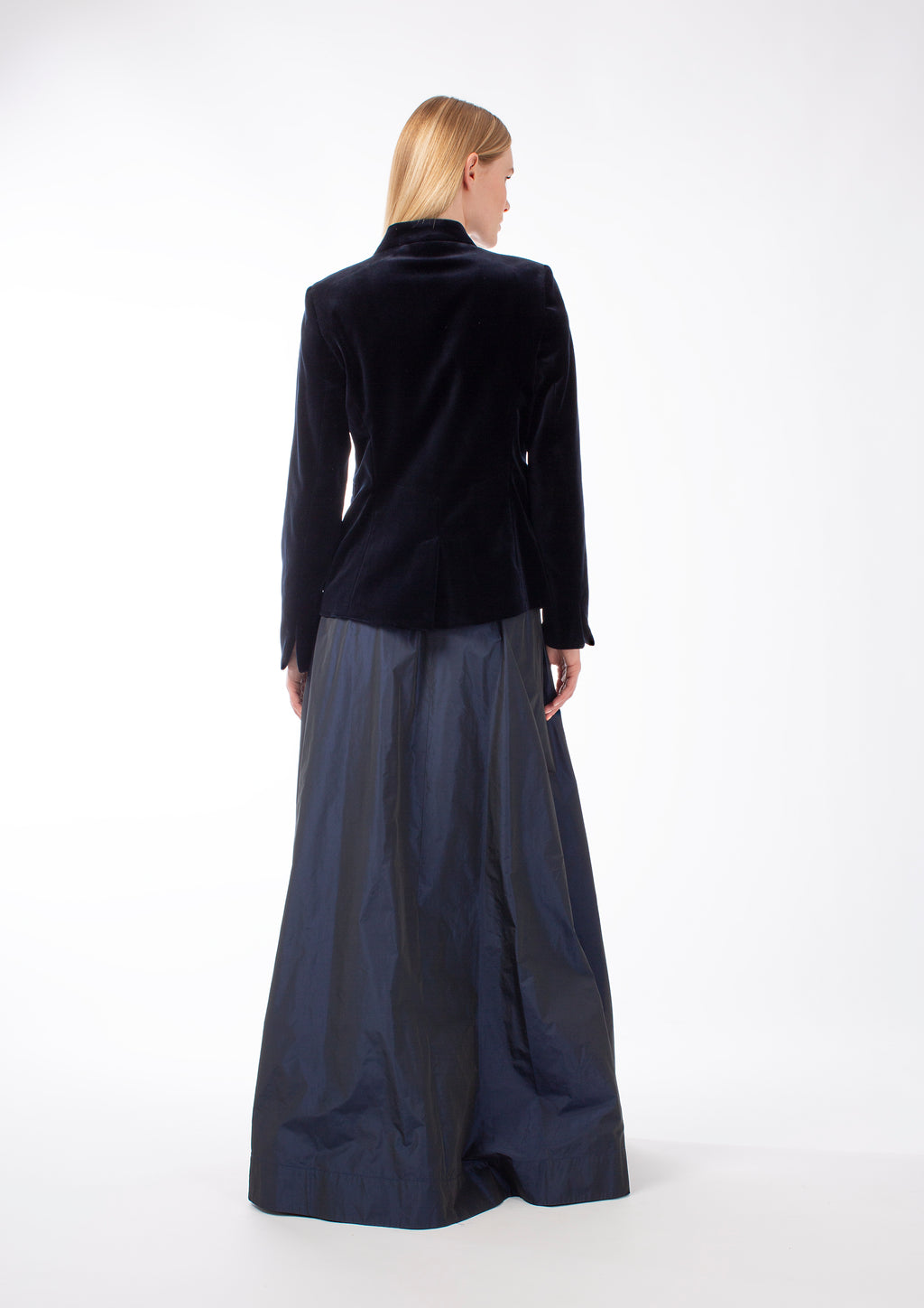 TAFFETA ODINA MAXI SKIRT - NAVY/BORDEAUX/CAMEL