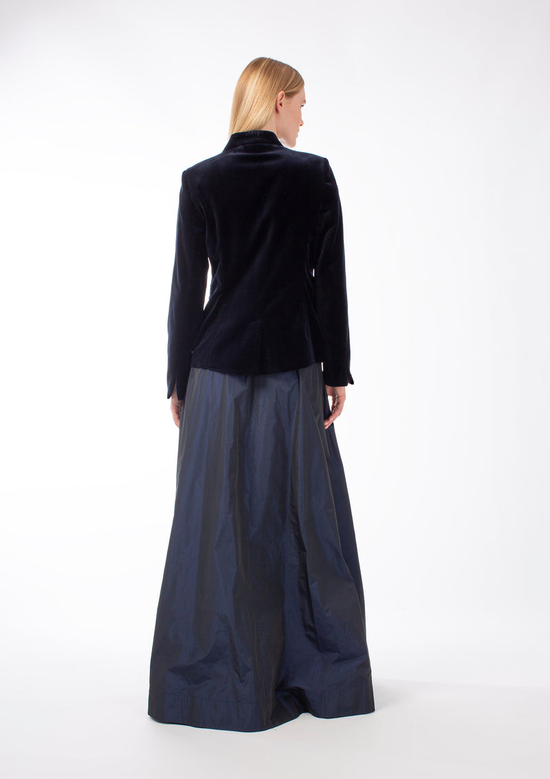 TAFFETA ODINA MAXI SKIRT - NAVY/BORDEAUX/CAMEL