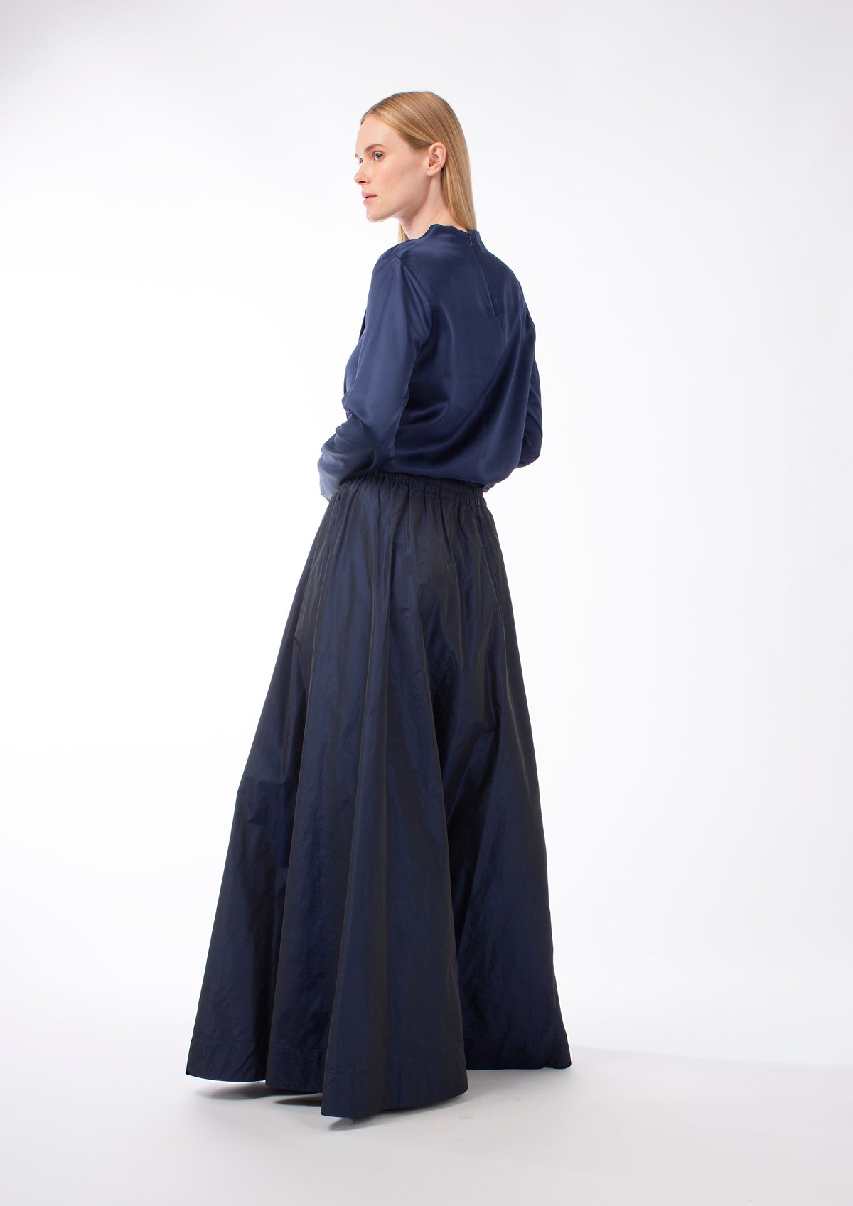 TAFFETA ODINA MAXI SKIRT - NAVY/BORDEAUX/CAMEL - SKIRTS - SCAPA FASHION - SCAPA OFFICIAL
