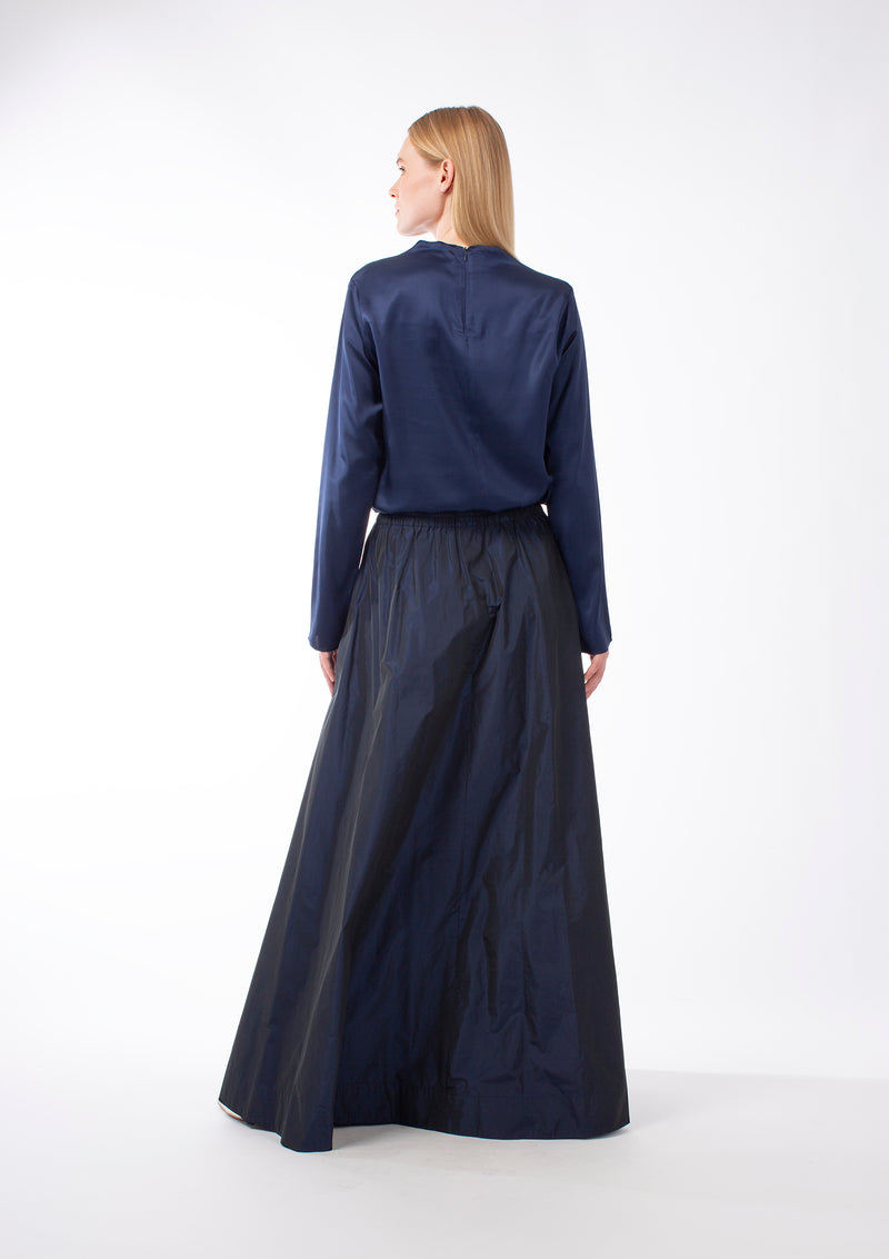 TAFFETA ODINA MAXI SKIRT - NAVY/BORDEAUX/CAMEL