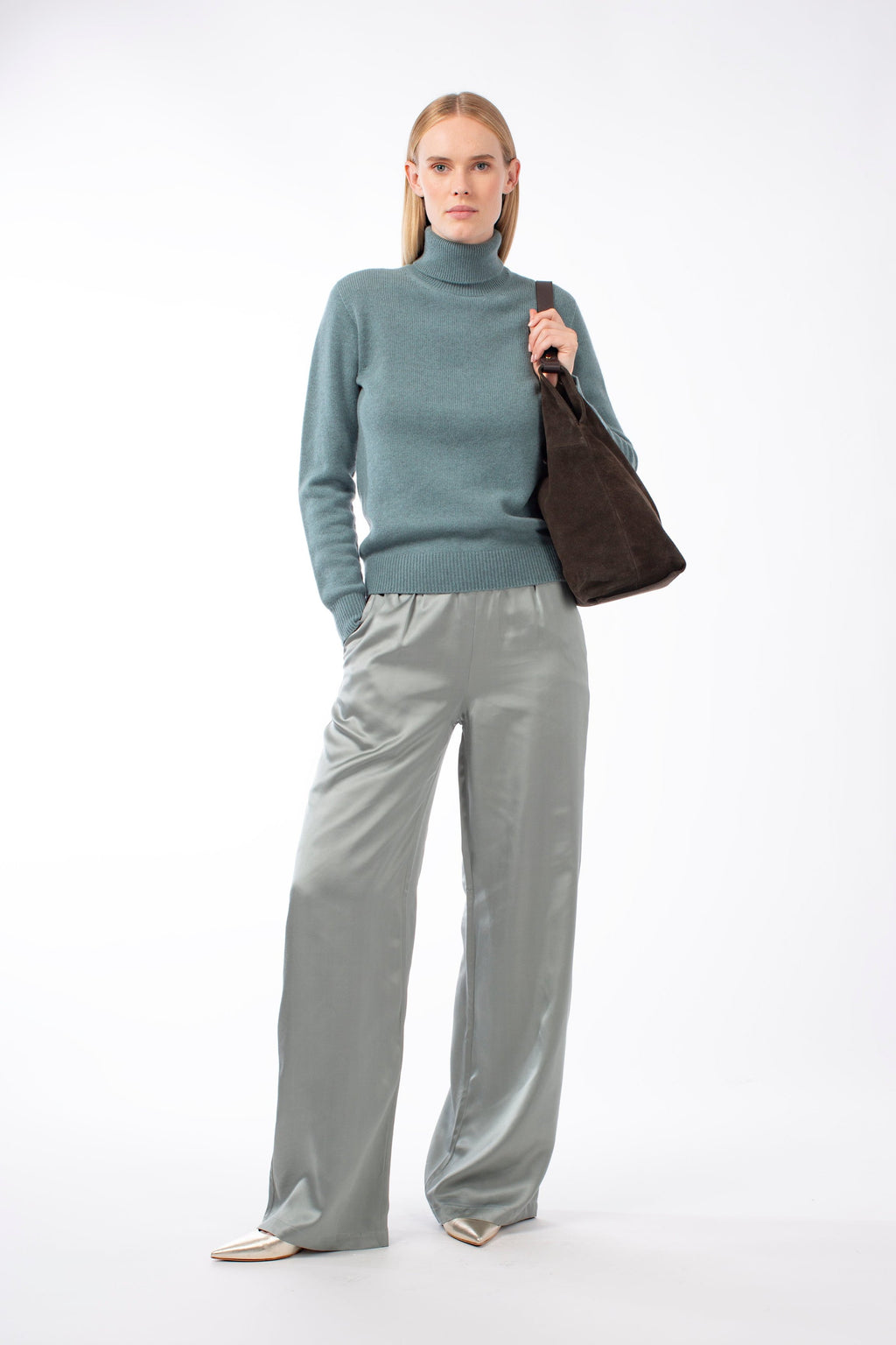 ITALIAN SATIN WIDE-LEG  TROUSER BEVERLY - TROUSERS - SCAPA FASHION - SCAPA OFFICIAL