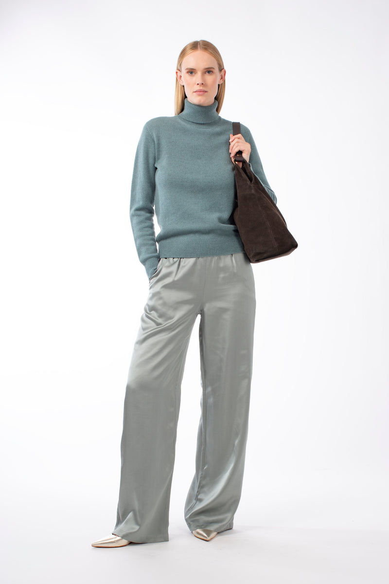 ITALIAN SATIN WIDE-LEG  TROUSER BEVERLY - TROUSERS - SCAPA FASHION - SCAPA OFFICIAL
