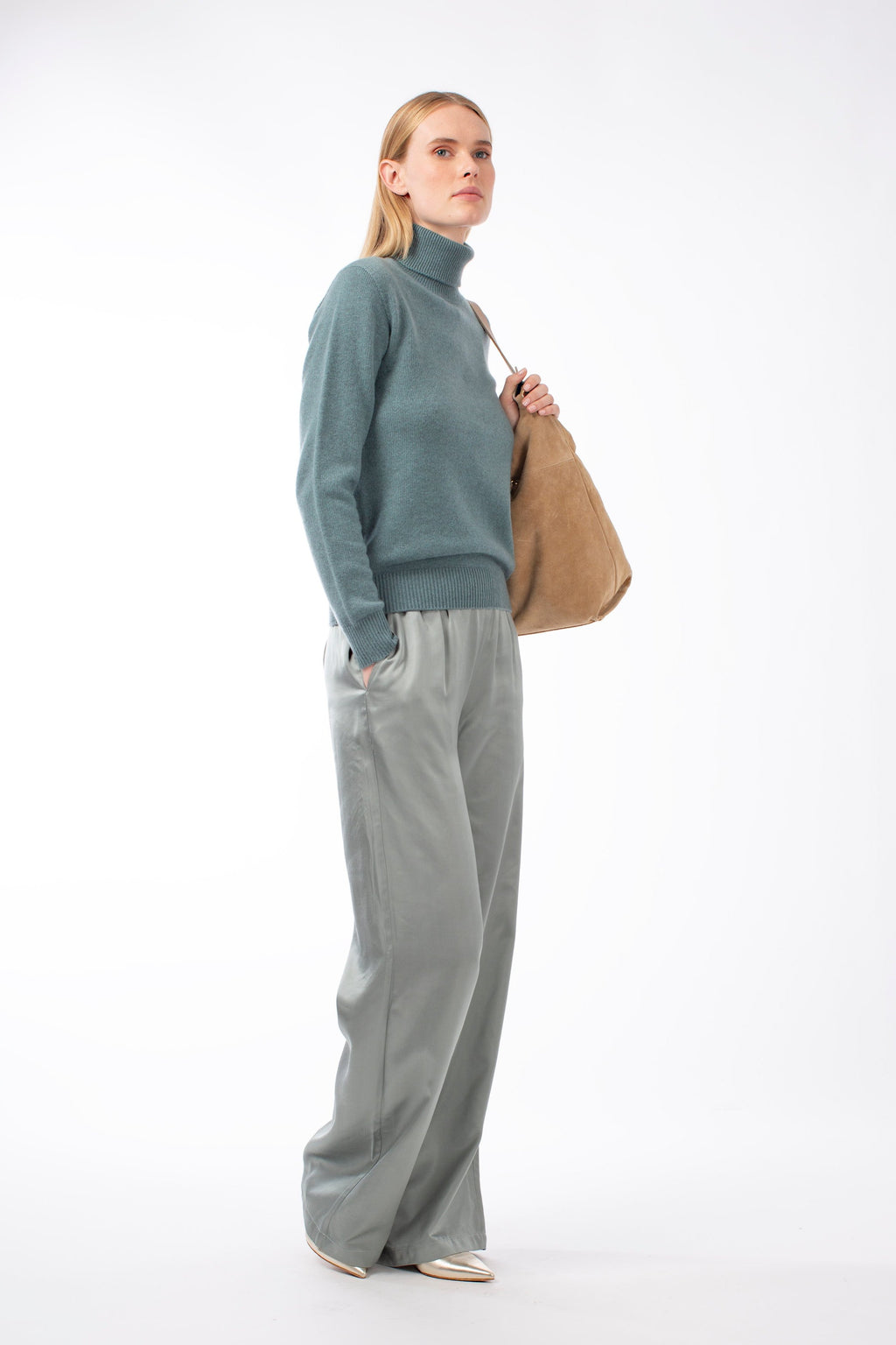 ITALIAN SATIN WIDE-LEG  TROUSER BEVERLY - TROUSERS - SCAPA FASHION - SCAPA OFFICIAL