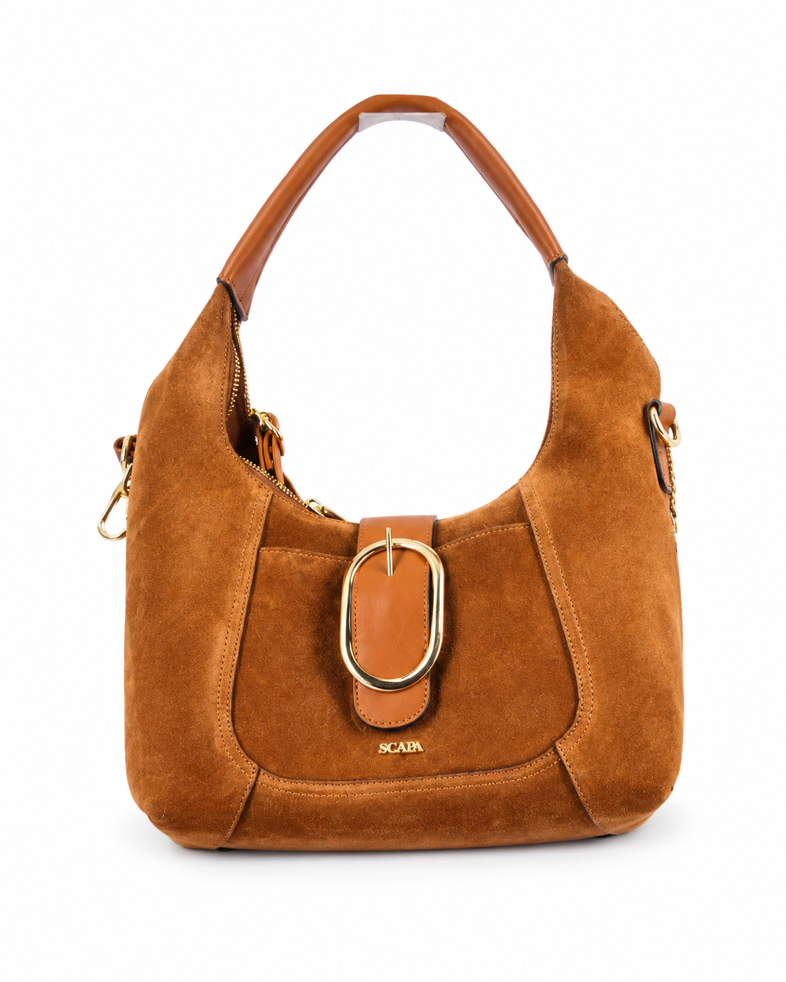 LEATHER BAG - GREY/COGNAC - BAGS - SCAPA FASHION - SCAPA OFFICIAL