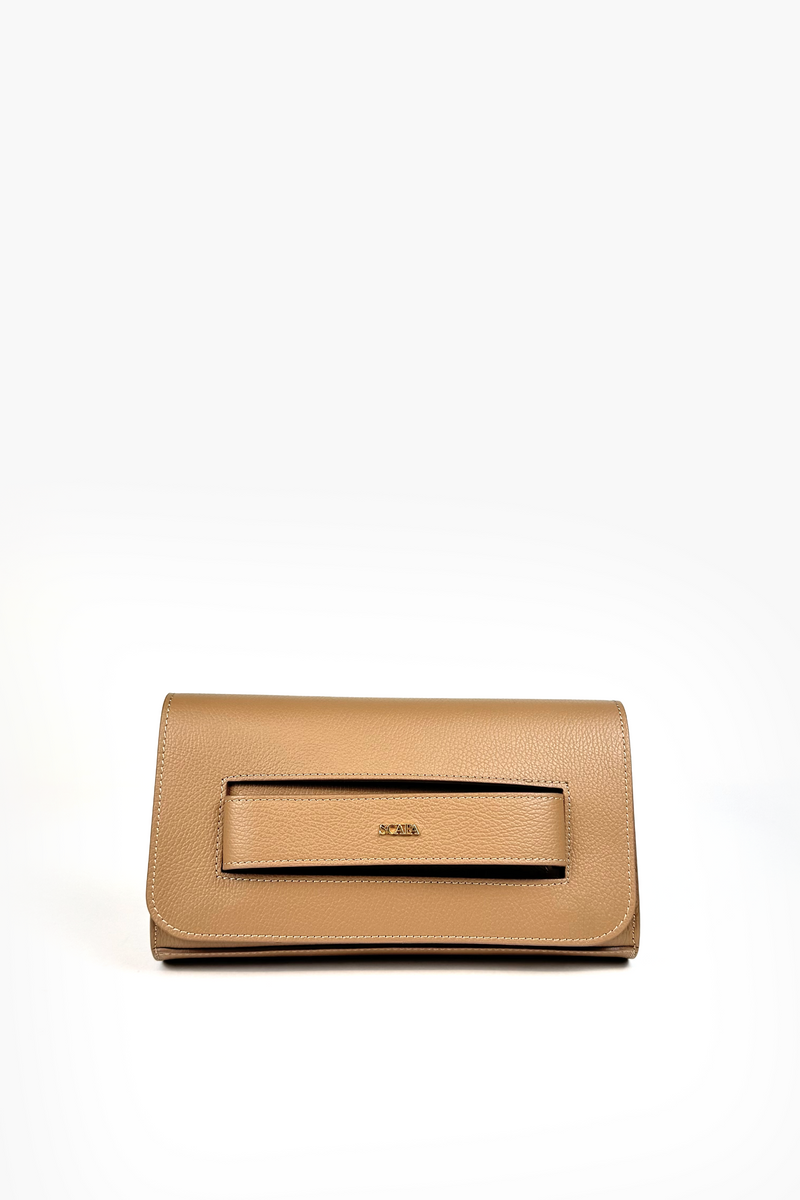 LEATHER CLUTCH - NAVY/COGNAC/BLACK - BAGS - SCAPA FASHION - SCAPA OFFICIAL