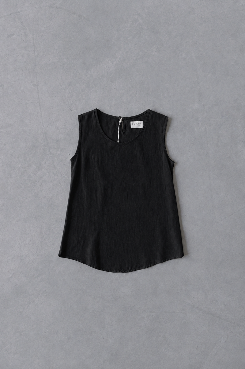 LINEN SHIRT TOP LOUCILLE - BLACK/RED/DARK BEIGE