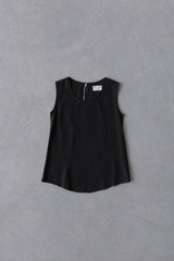 LINEN SHIRT TOP LOUCILLE - BLACK/RED/DARK BEIGE
