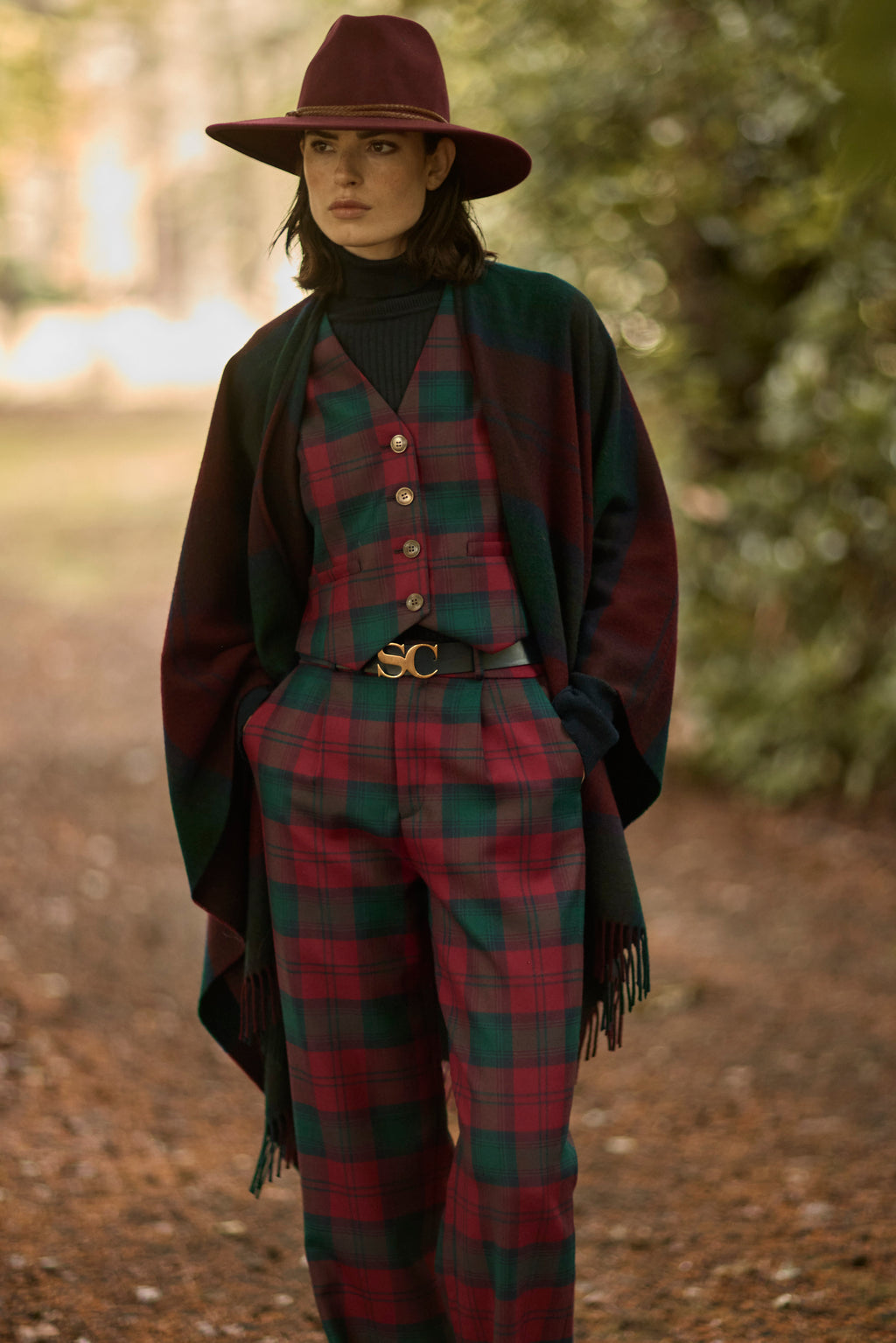 WOOL TARTAN TROUSER JOLENE - TROUSERS - SCAPA FASHION - SCAPA OFFICIAL