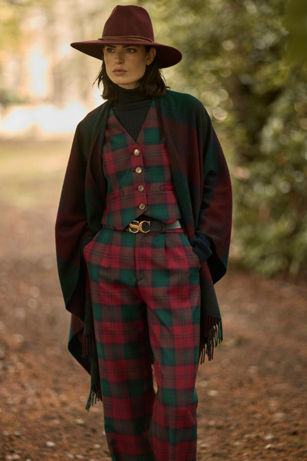 WOOL TARTAN TROUSER JOLENE - TROUSERS - SCAPA FASHION - SCAPA OFFICIAL