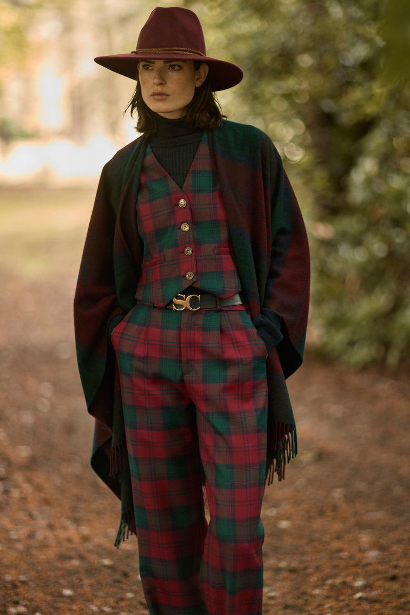 WOOL TARTAN TROUSER JOLENE - TROUSERS - SCAPA FASHION - SCAPA OFFICIAL