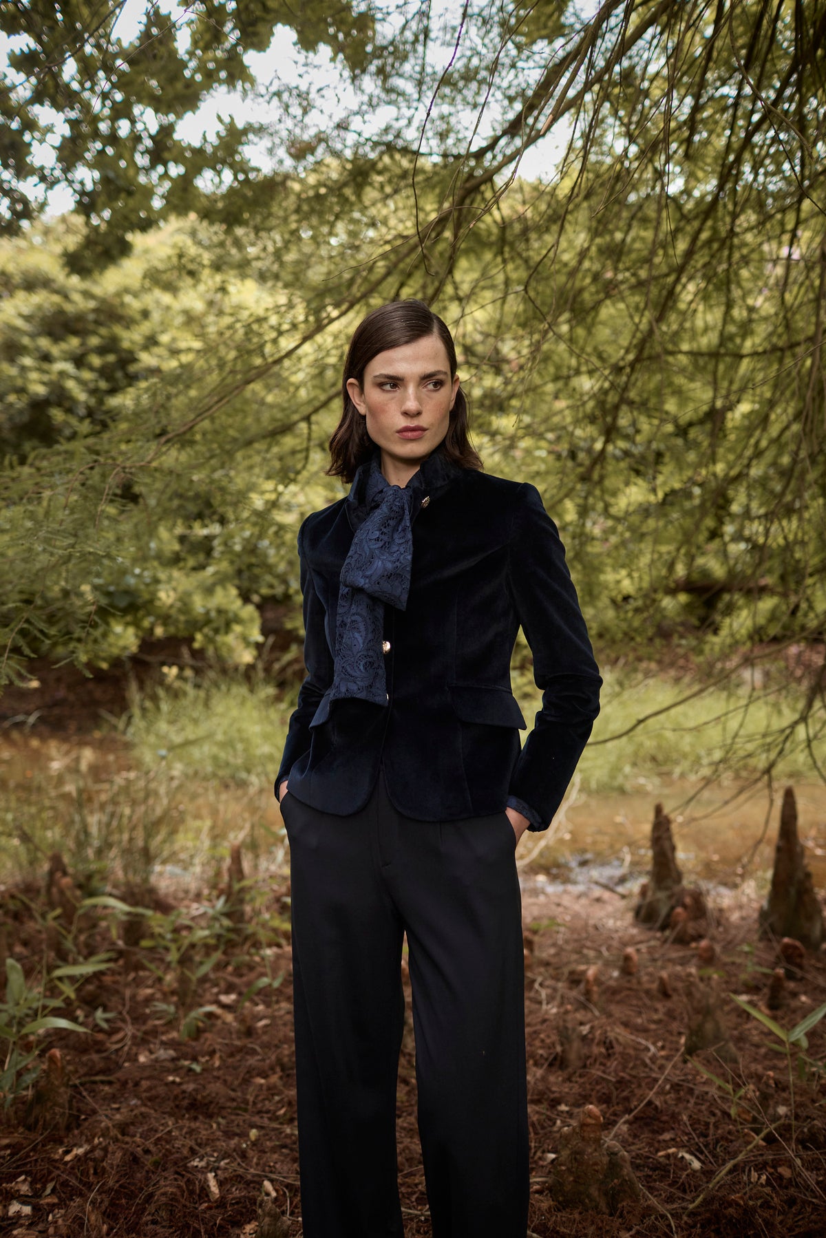 COTTON VELVET JACKET DAKOTA - DARK NAVY - JACKETS - SCAPA FASHION - SCAPA OFFICIAL