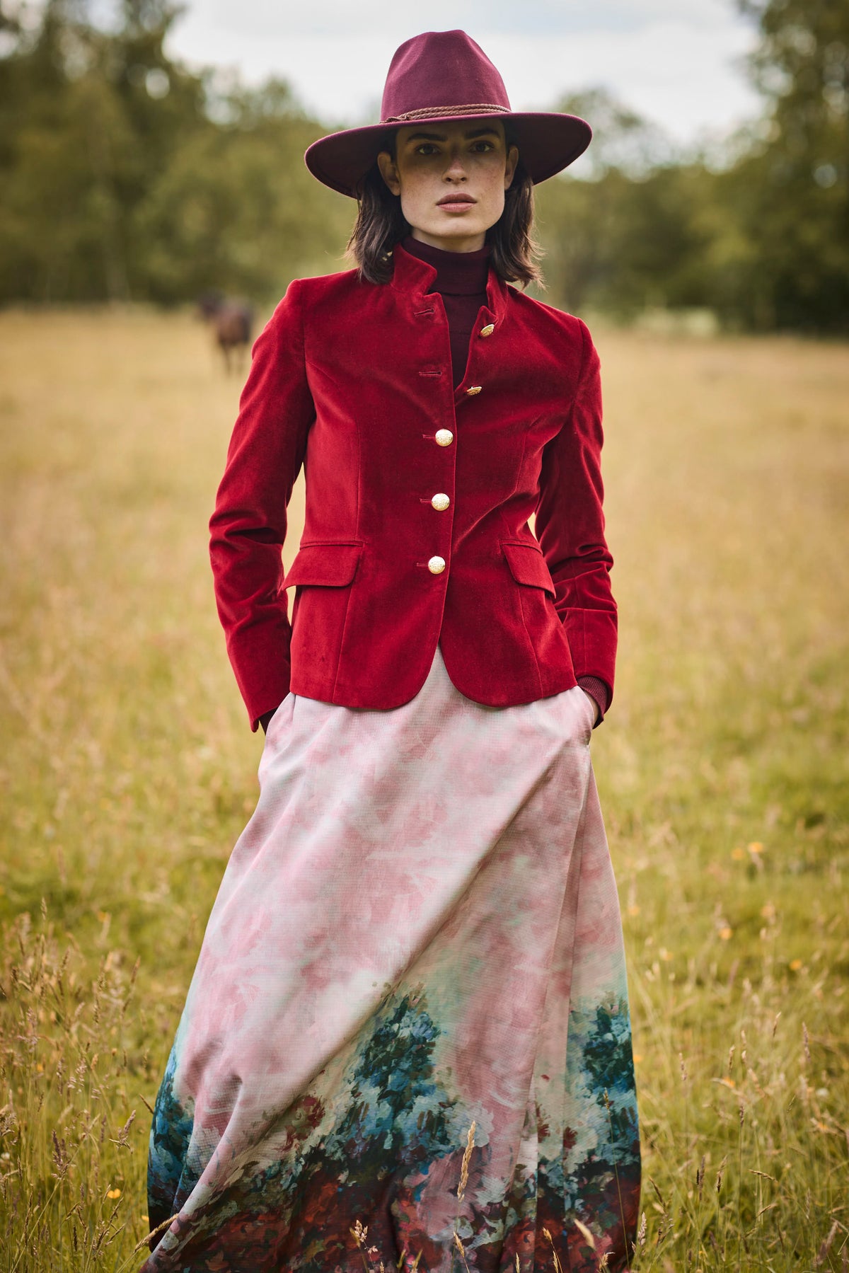 COTTON  VELVET JACKET DAKOTA - RED - JACKETS - SCAPA FASHION - SCAPA OFFICIAL