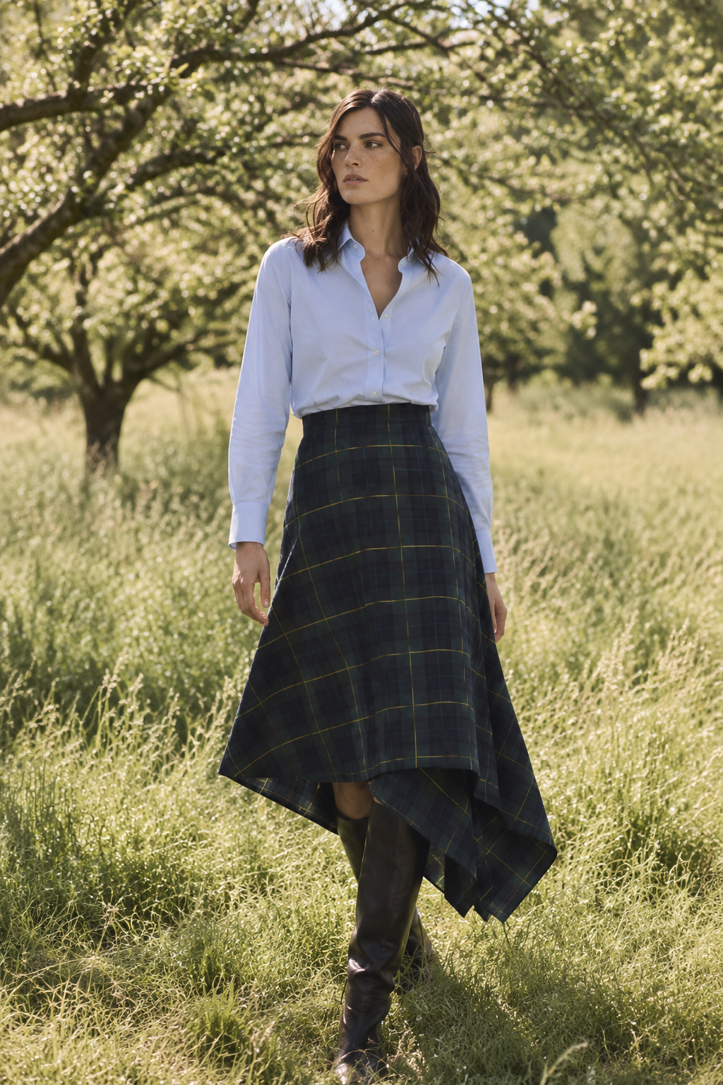 TARTAN SKIRT HAILEY - NAVY - SKIRTS - SCAPA FASHION - SCAPA OFFICIAL