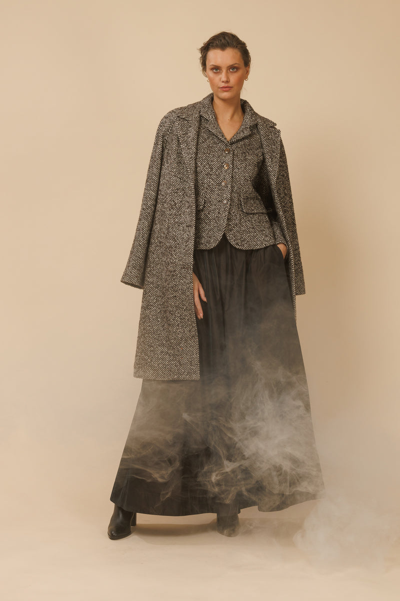HERRINGBONE WOOL ALPACA BLEND JACKET IVY-DARK BROWN - JACKETS - SCAPA FASHION - SCAPA OFFICIAL