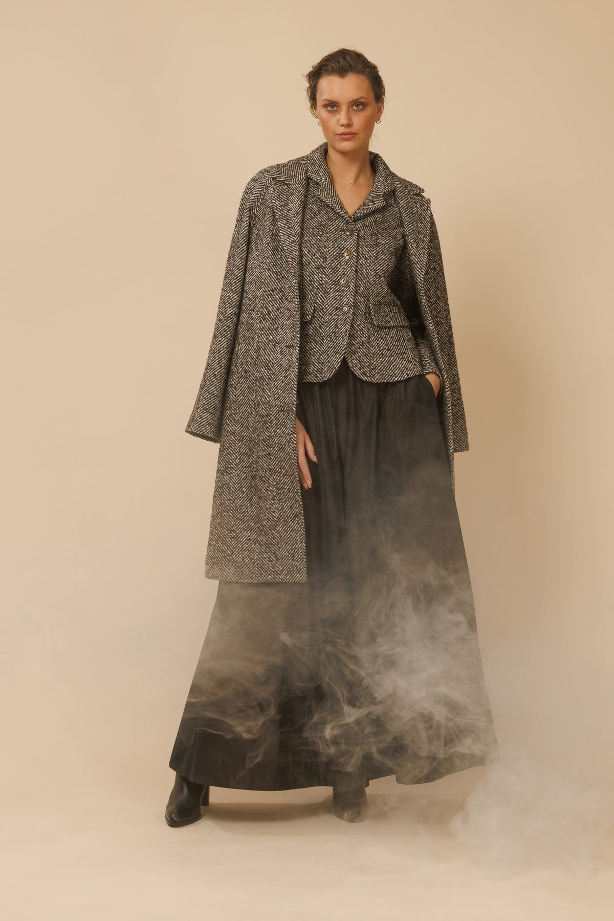 TAFFETA ODINA MAXI SKIRT - DARK BROWN - SKIRTS - SCAPA FASHION - SCAPA OFFICIAL