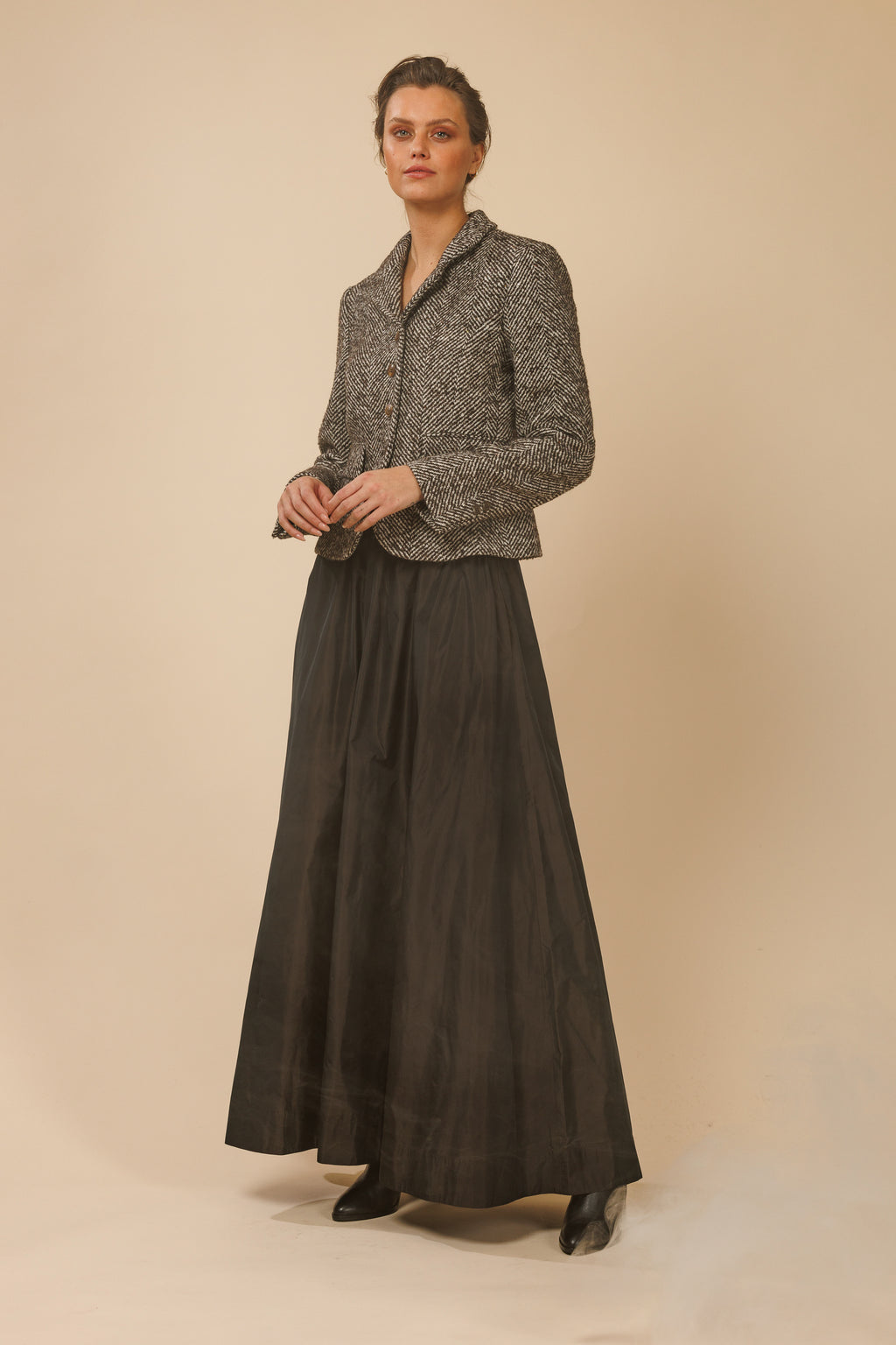 HERRINGBONE WOOL ALPACA BLEND JACKET IVY-DARK BROWN - JACKETS - SCAPA FASHION - SCAPA OFFICIAL
