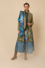 ITALIAN ABSTRACT PRINT MAXI-STYLE SKIRT CESAR -  KHAKI - SKIRTS - SCAPA FASHION - SCAPA OFFICIAL