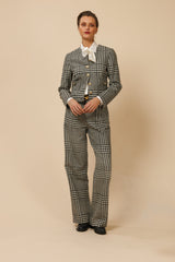 WOOL BLACK & WHITE PLAID BOLERO-JACKET WILLOW - JACKETS - SCAPA FASHION - SCAPA OFFICIAL