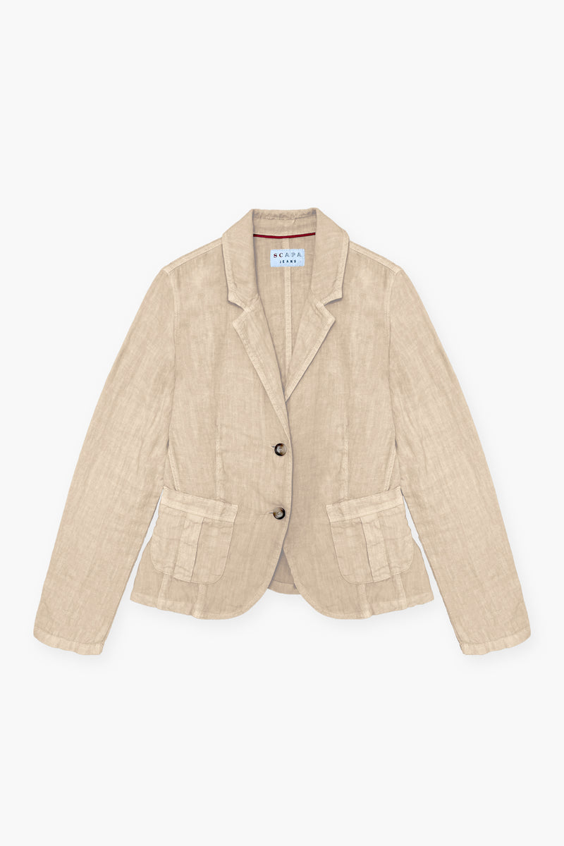 WASHED LINEN SINGLE BREASTED JACKET SAND - JACKETS - SCAPA FASHION - SCAPA OFFICIAL